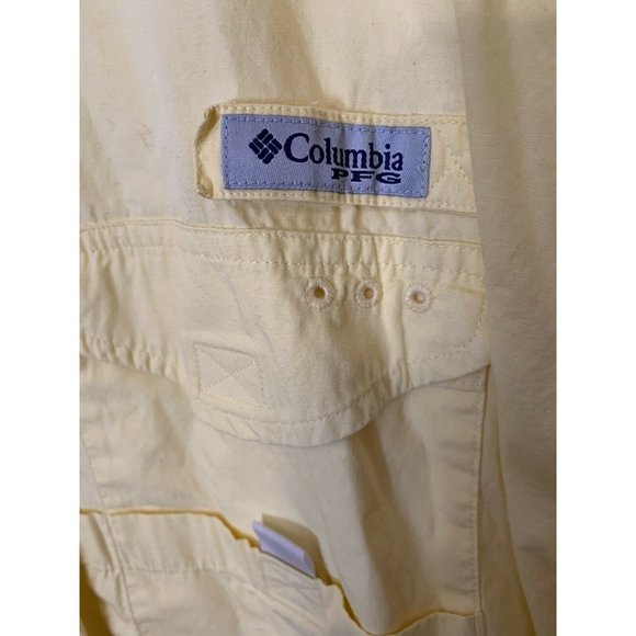 Columbia PFG Men Short Sleeve Sz XXL Yellow Button Shirt Vented - Picture 3 of 9